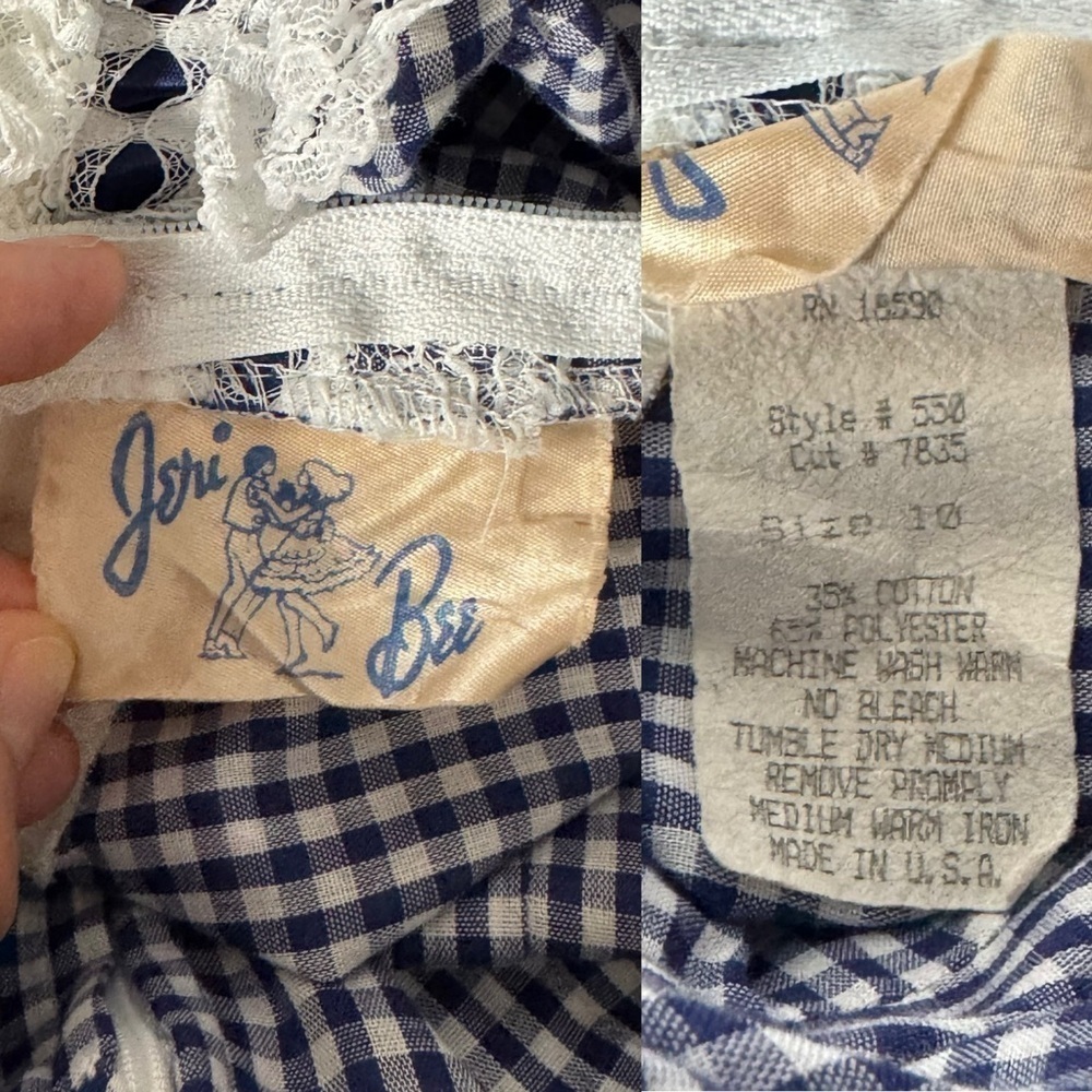 Vintage Jeri Bee navy blue gingham cottagecore dress size 10 - Picture 16 of 16